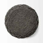Gray Upholstery Cylinder Abstract Pouf Ottoman - 16-inch