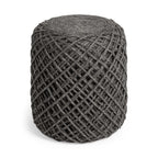 Gray Upholstery Cylinder Abstract Pouf Ottoman - 16-inch