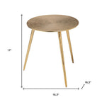 Gold Metal Round End Table - 17-inch