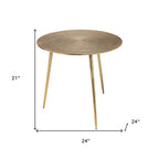 Gold Metal Round End Table - 21-inch