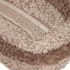 Beige Striped Pouf Ottoman - 18-inch