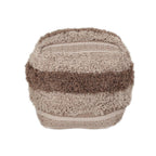Beige Striped Pouf Ottoman - 18-inch
