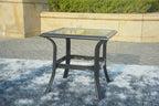 Five Piece Black and Beige Metal Sofa Seating Group with Table