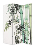 Green and White Canvas Folding Three Panel Screen Room Divider - 72-inch