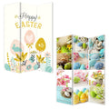 Yellow and White Canvas Folding Three Panel Screen Room Divider - 72-inch