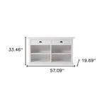 White Wood Two Drawer Buffet Table - 57-inch