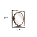 Gray Square Steel Framed Accent Mirror - 22-inch