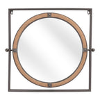 Gray Square Steel Framed Accent Mirror - 22-inch