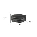 Black Wood Octagon Solid Coffee Table - 48-inch