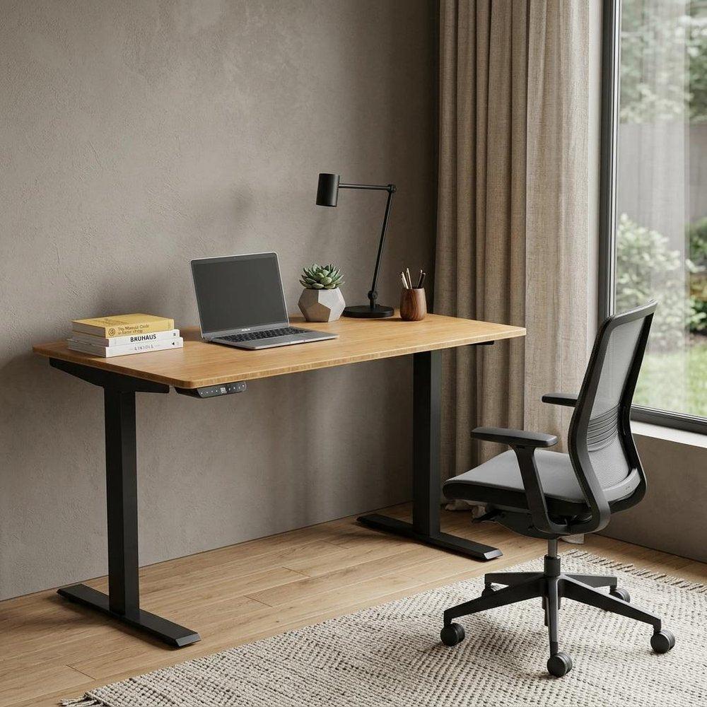 Adjustable Brown and Black Standing Desk - 60-inch