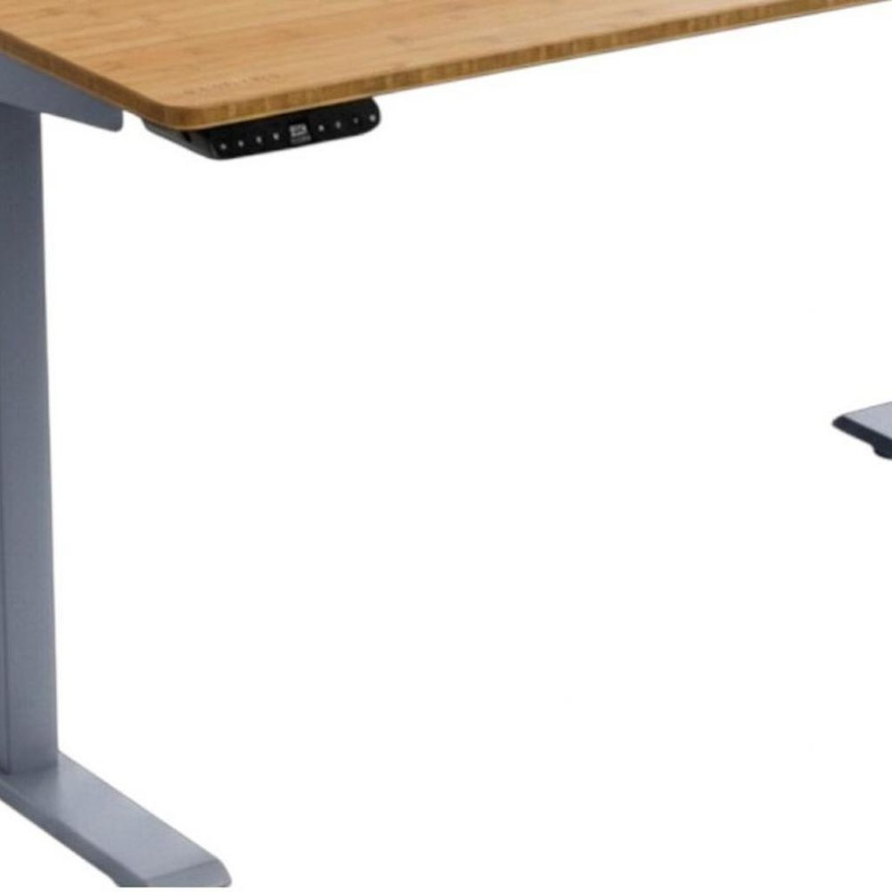 Adjustable Brown and Gray Stainless Steel Computer Desk - 60-inch