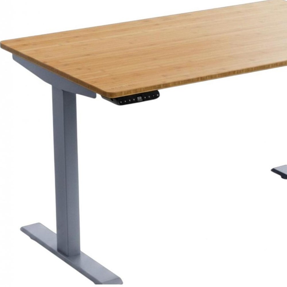Adjustable Brown and Gray Stainless Steel Computer Desk - 60-inch