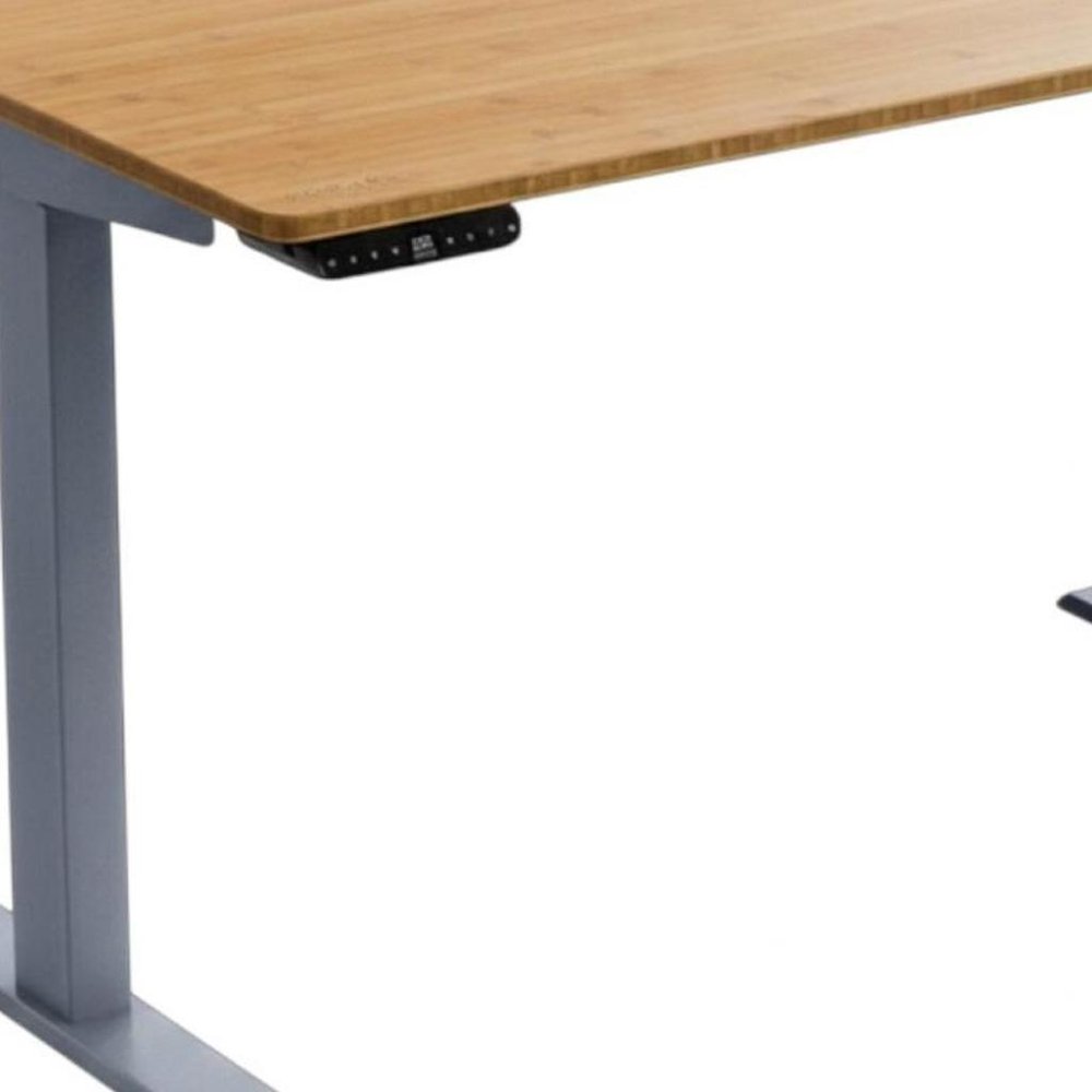 Adjustable Brown and Gray Stainless Steel Computer Desk - 60-inch