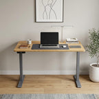 Adjustable Brown and Gray Stainless Steel Computer Desk - 60-inch