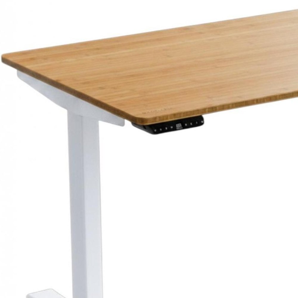 Adjustable Brown and White Stainless Steel Computer Desk - 60-inch