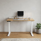 Adjustable Brown and White Stainless Steel Computer Desk - 60-inch