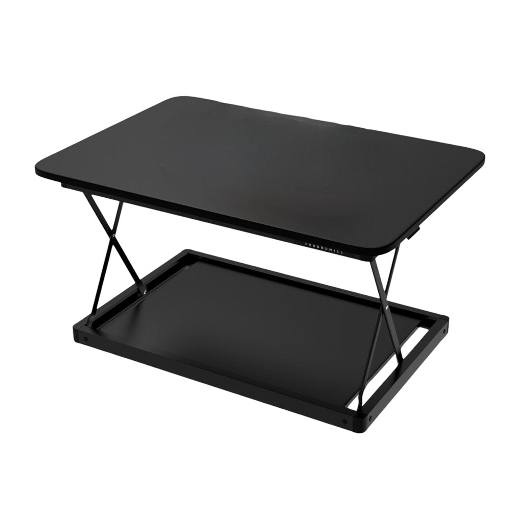 Adjustable Black Stainless Steel Standing Desk Converter - 28-inch