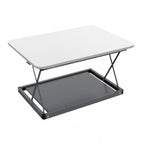 Adjustable White and Silver Stainless Steel Standing Desk Converter - 28-inch