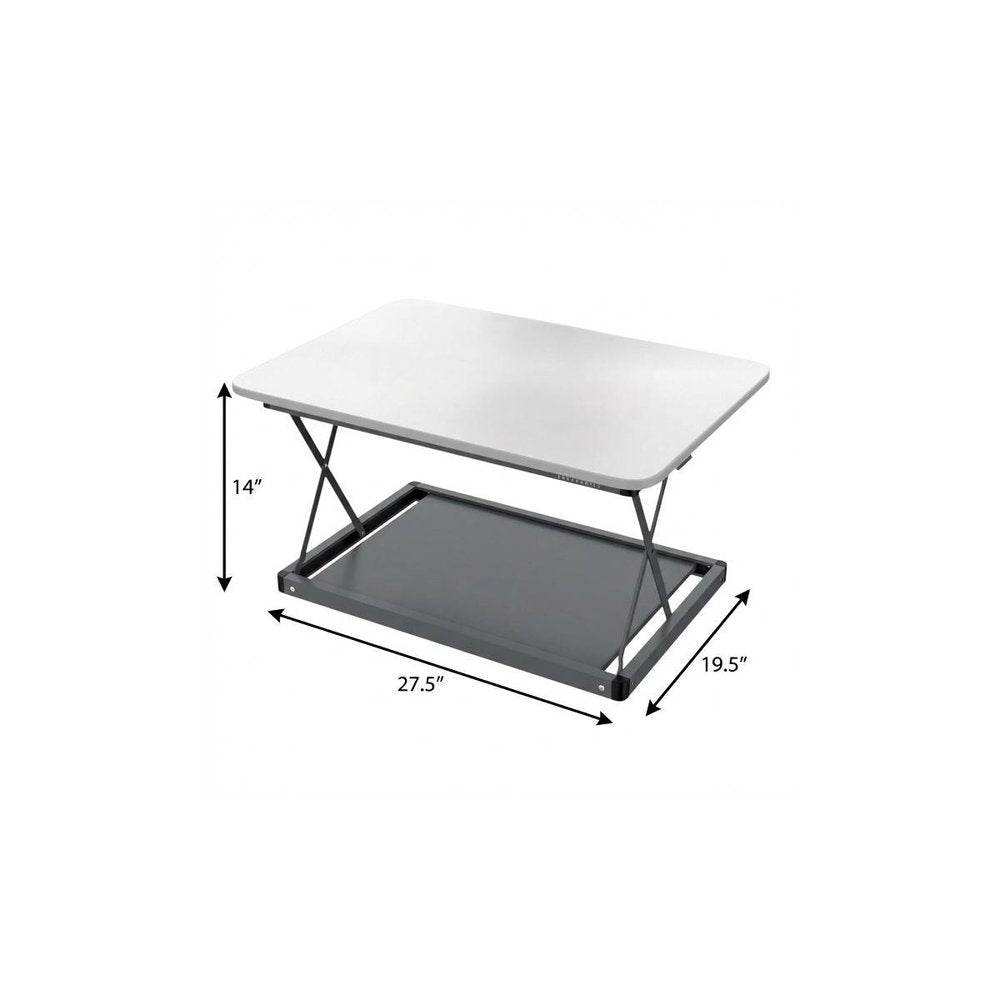 Adjustable White and Silver Stainless Steel Standing Desk Converter - 28-inch