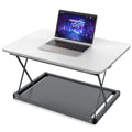 Adjustable White and Silver Stainless Steel Standing Desk Converter - 28-inch