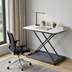 Adjustable White and Silver Stainless Steel Standing Desk Converter - 28-inch