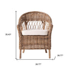 Set of Two Gray Brown Semi Circle Back Wicker Chairs with Seat Cushions
