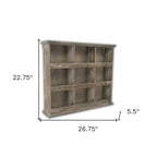 Dark Brown Solid Wood Wall Mounted Display Stand - 27-inch