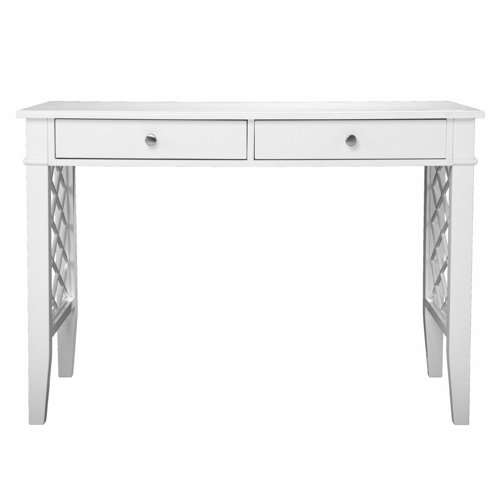 White Wood with Two Drawers - 43-inch