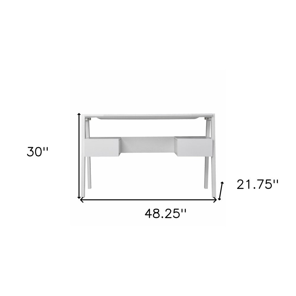 White Wood with Two Drawers - 48-inch