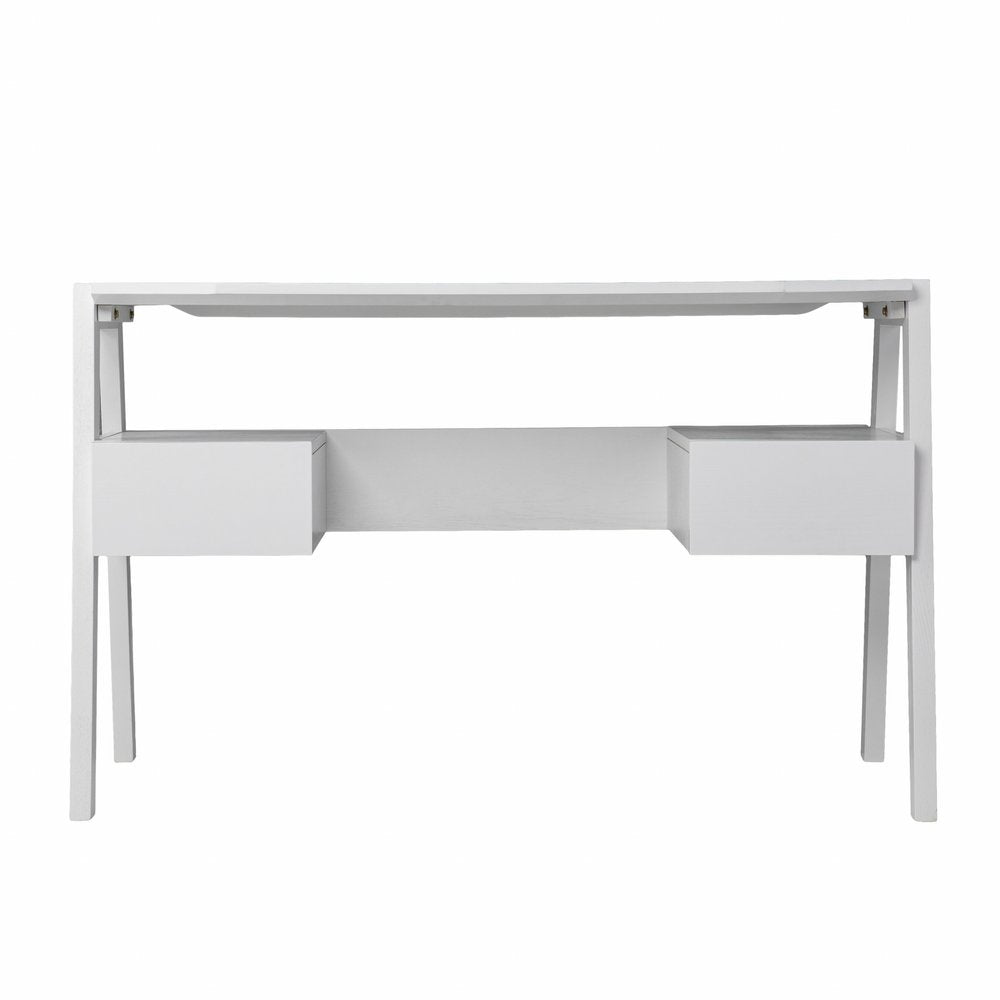 White Wood with Two Drawers - 48-inch