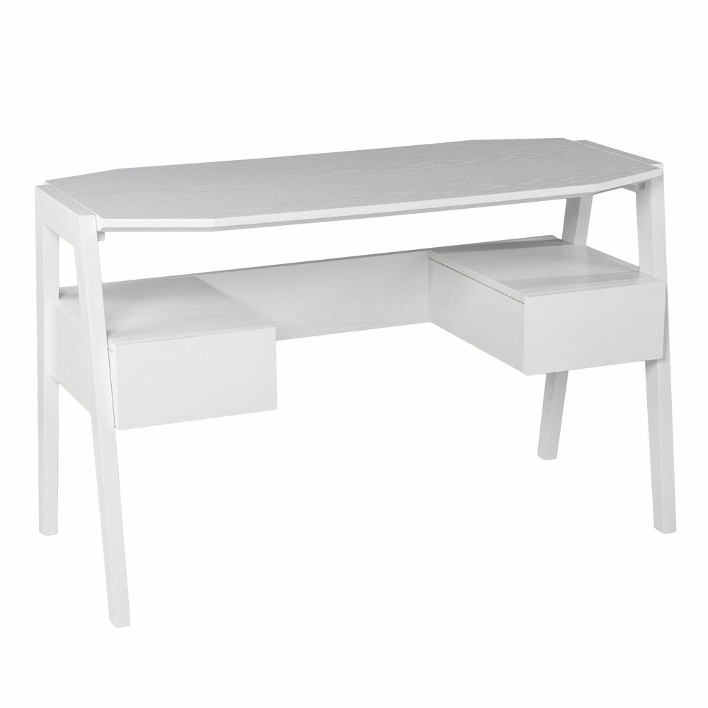 White Wood with Two Drawers - 48-inch