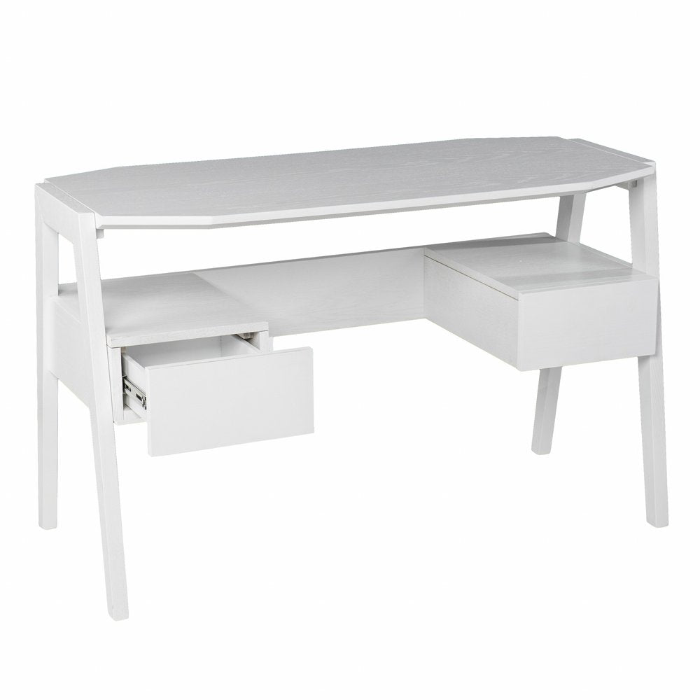 White Wood with Two Drawers - 48-inch