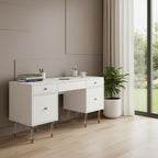 White Writing Desk with Four Drawers - 55-inch