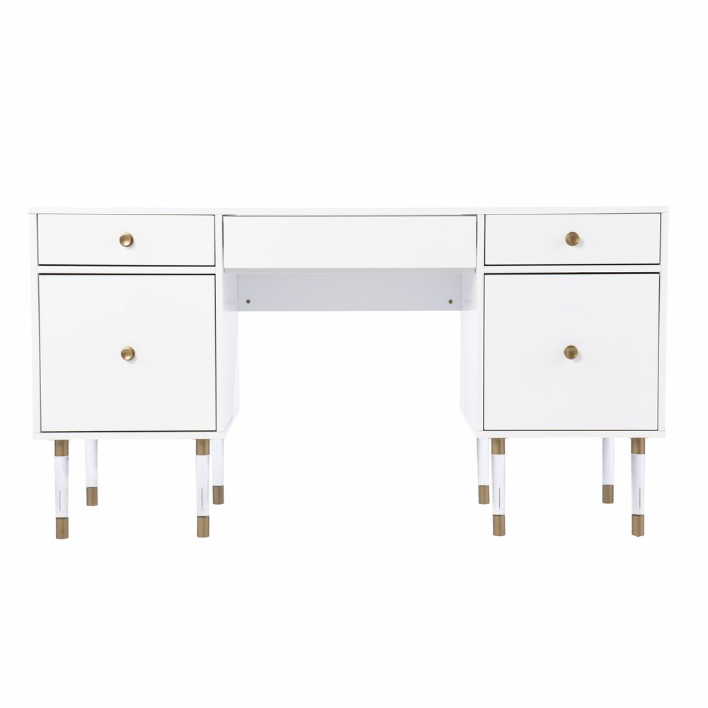 White Writing Desk with Four Drawers - 55-inch