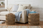 Set of Two 18 Natural Woven Rattan End Tables