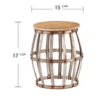 Silver and Natural Manufactured Wood Round End Table - 18-inch