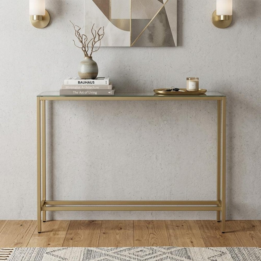 Silver and Gold Mirrored Glass Console Table - 36-inch