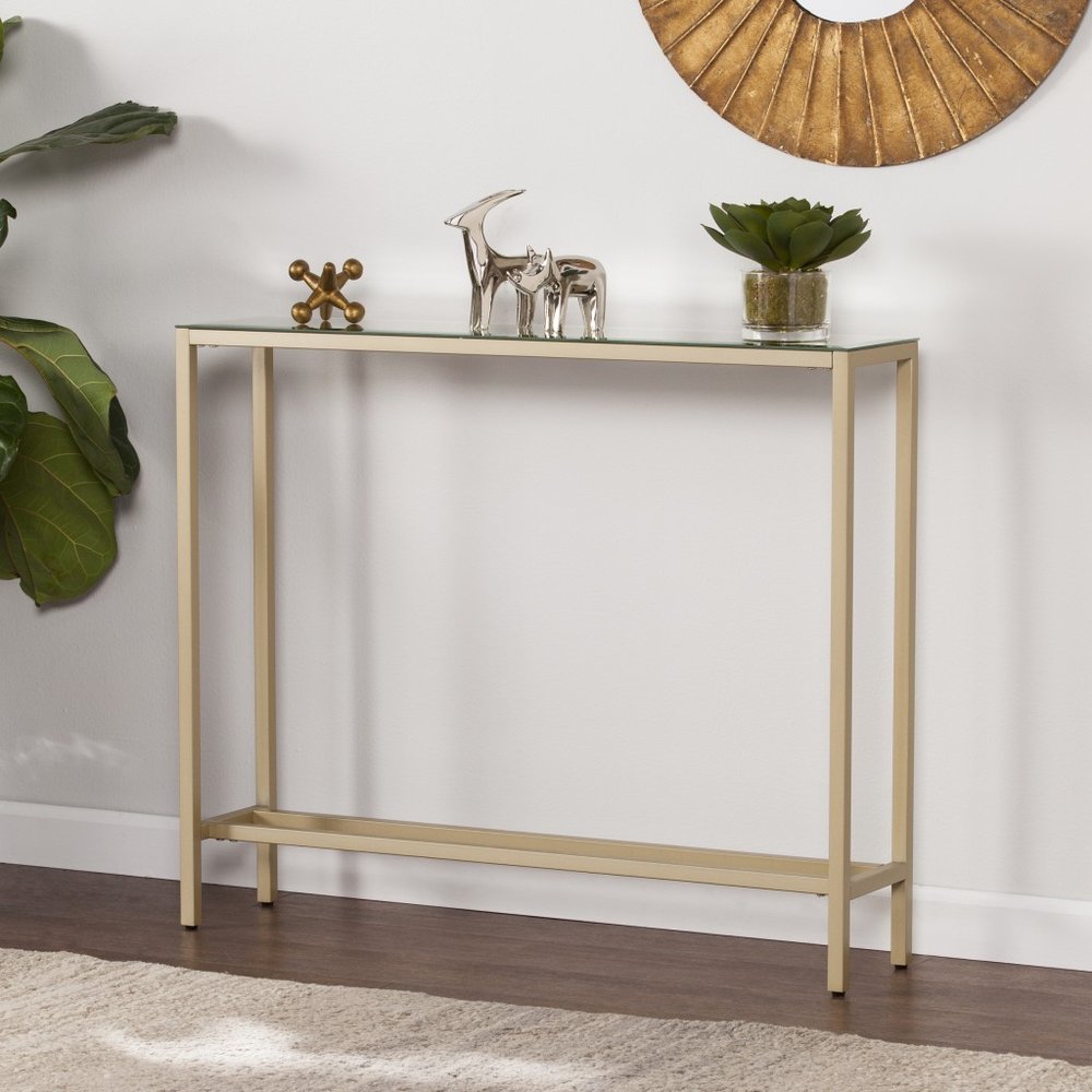 Silver and Gold Mirrored Glass Console Table - 36-inch