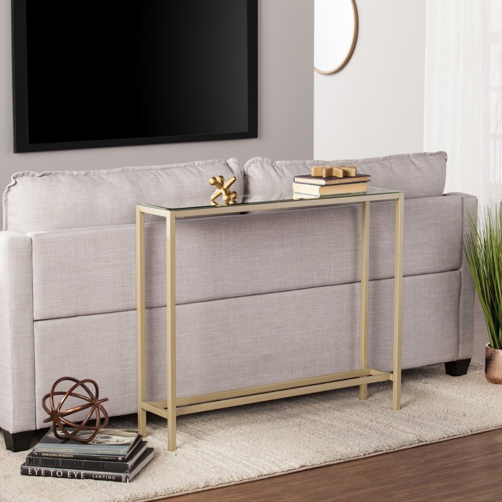 Silver and Gold Mirrored Glass Console Table - 36-inch