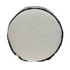 Beige and Brown Cotton Abstract Round Footstool - 18-inch