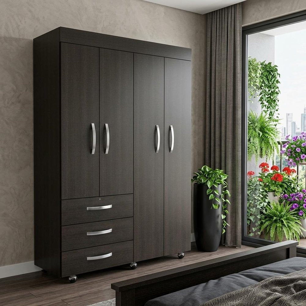 Wood Three Drawer Combo Dresser - 68-inch