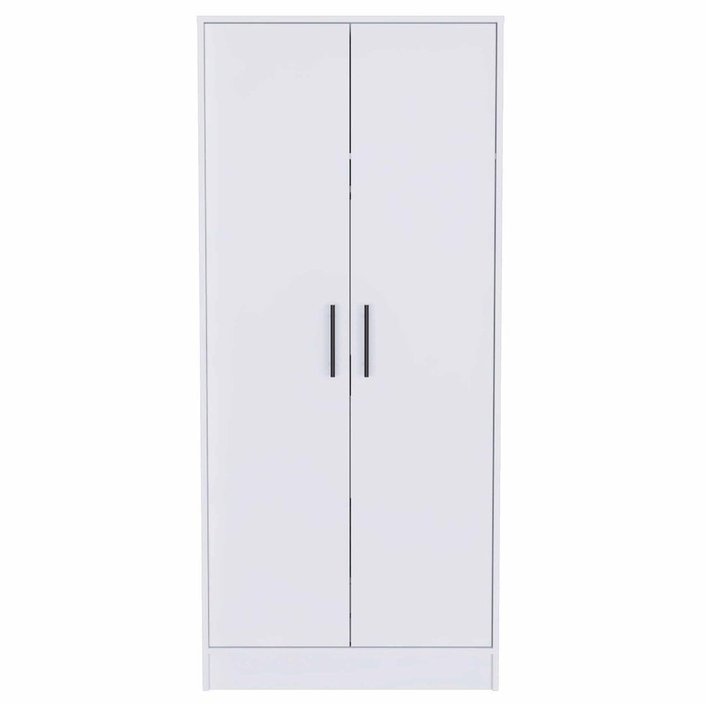 White Wood Two Door Single Drawer Combo Dresser - 71-inch