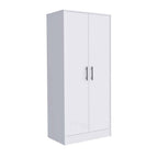 White Wood Two Door Single Drawer Combo Dresser - 71-inch