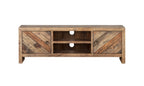 Wood Brown Reclaimed Pine and Plywood Open Shelving TV Stand - 63-inch