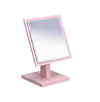 Pink Wood Square Freestanding Framed Makeup Shaving Tabletop Mirror - 9-inch