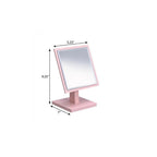 Pink Wood Square Freestanding Framed Makeup Shaving Tabletop Mirror - 9-inch