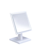 White Wood Square Freestanding Framed Makeup Shaving Tabletop Mirror - 9-inch