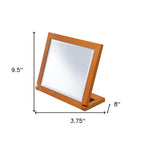Brown Wood Framed Freestanding Makeup Shaving Tabletop Mirror - 8-inch