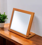 Brown Wood Framed Freestanding Makeup Shaving Tabletop Mirror - 8-inch