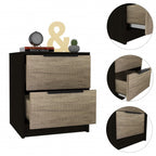 Wood Two Drawer Nightstand - 19-inch